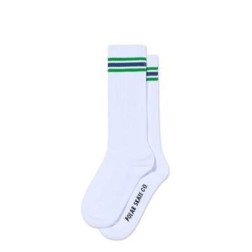 Polar Skate Co Long Rib Socks Stripes White / Green / Blue